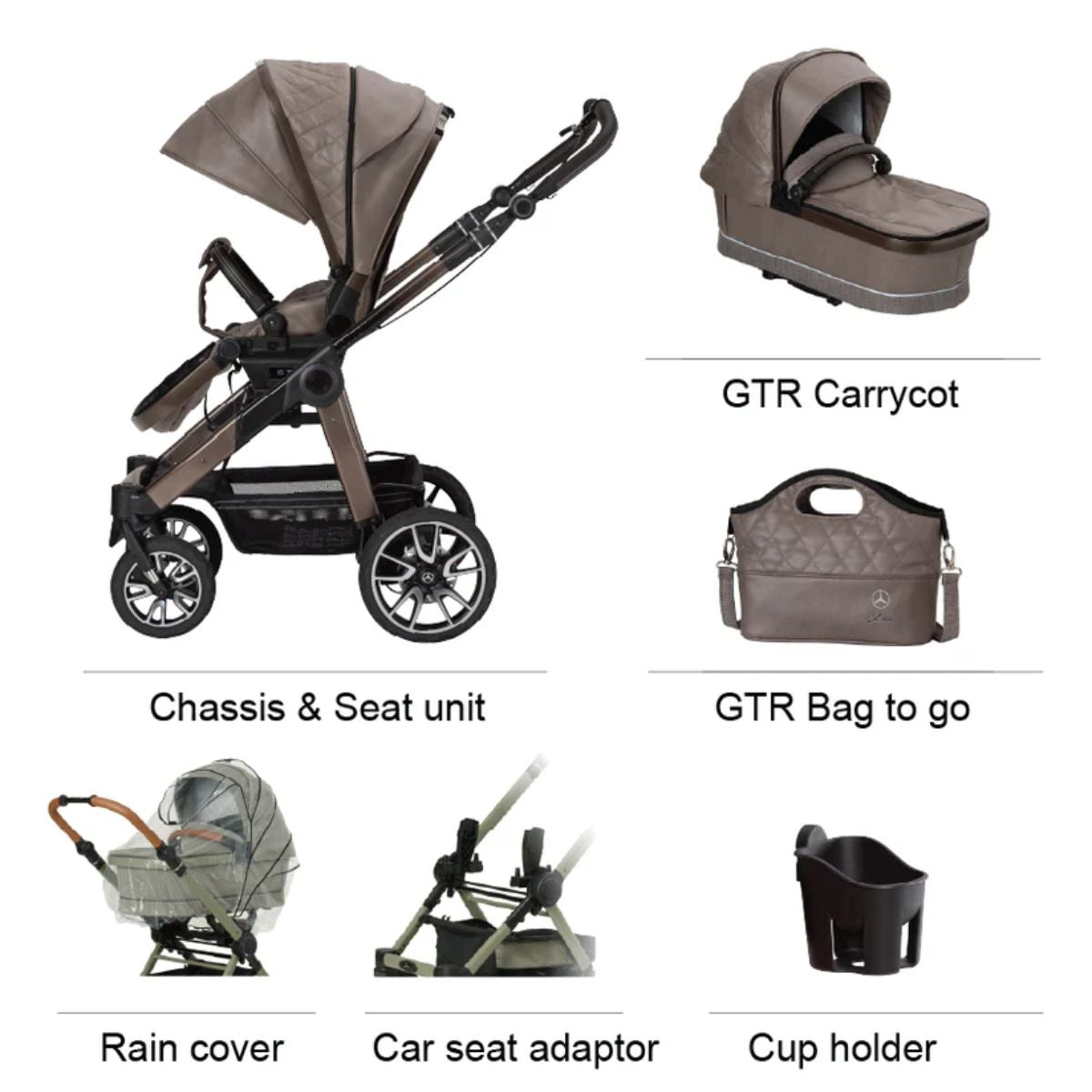 Mercedes-Benz Avantgarde GTX Stroller Full Set - Truffle - Sophisticated Mercedes-Benz Design