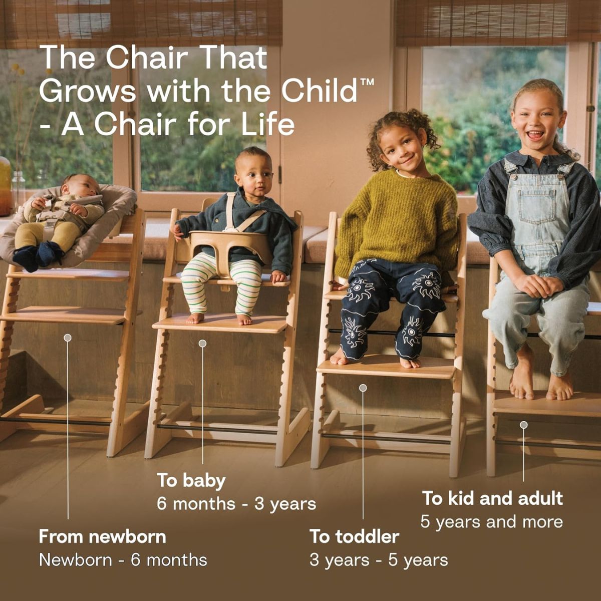 Stokke Tripp Trapp High Chair Natural with Tray - Heather Mauve - Grows With Your Child for Years